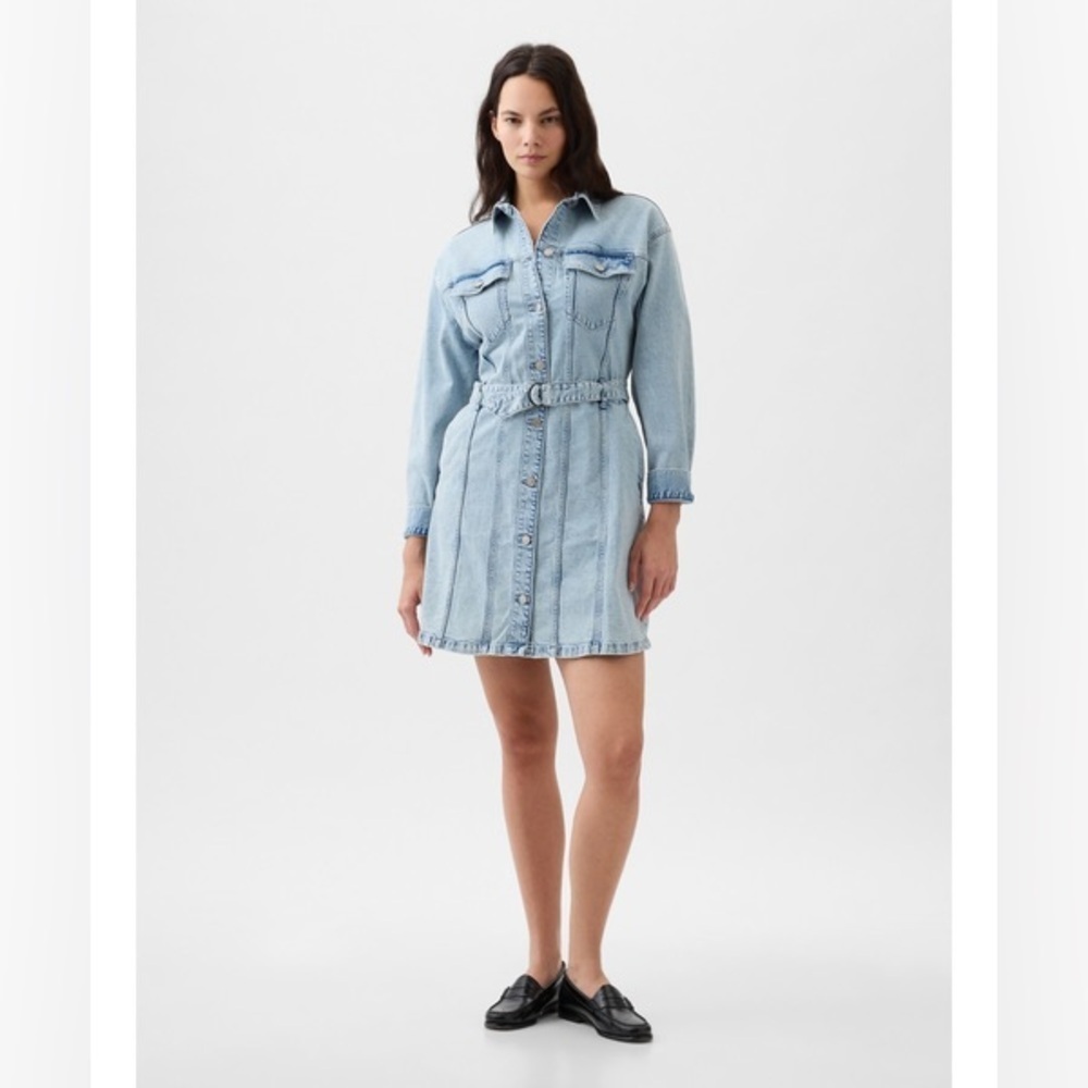 GAP | belted denim mini dress | size XL (tall) - Picture 1 of 6